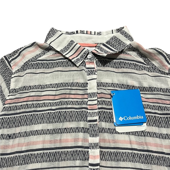 NWT Columbia Striped Half Button Up Top | Women's M - Picture 3 of 8